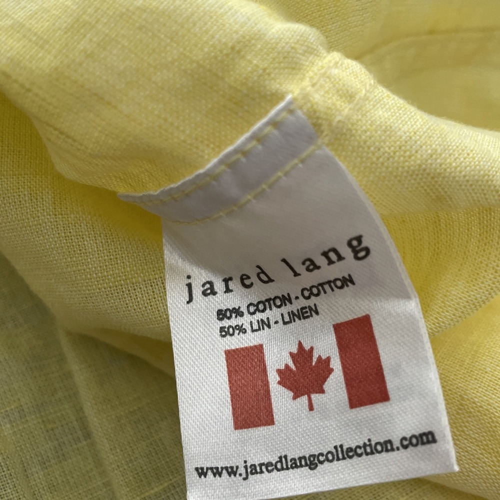 Jared Lang Linen Cotton Yellow Silver Button Down Long Sleeve Shirt Men‎ 3XL - Picture 7 of 8